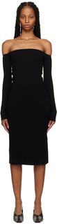 Черное платье-миди с открытыми плечами Filippa K