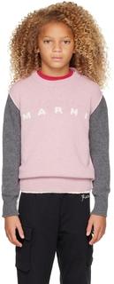 Детский розово-серый свитер с логотипом Marni