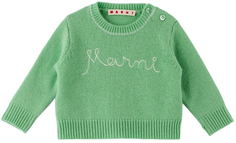 Детский зеленый свитер с логотипом Marni