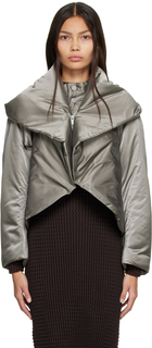 Серый комплект из полиморфной куртки и жилета Issey Miyake