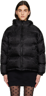 Черная пуховая куртка по всей поверхности Moschino
