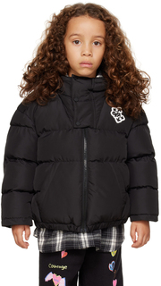 Детская черная куртка-пуховик со скругленными углами Off-White