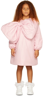 Детское розовое дутое платье с бантом CRLNBSMNS