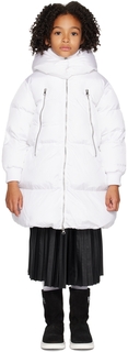 Детская белая куртка с капюшоном MM6 Maison Margiela