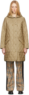 Бежевое стеганое пальто Roxby Burberry