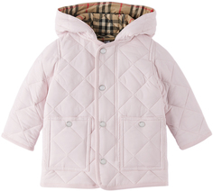 Детская розовая стеганая куртка Burberry
