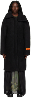 Черное длинное пальто Heron Preston