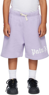 Детские фиолетовые классические шорты с логотипом Palm Angels