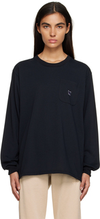 Черная футболка с длинным рукавом с накладными карманами NEEDLES