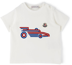 Футболка Baby Off-White с изображением автомобиля Moncler Enfant