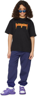 Детская черная металлическая футболка Balenciaga Kids