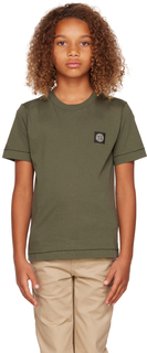 Детская зеленая футболка с нашивкой-логотипом Stone Island Junior