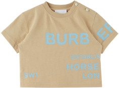Детская бежевая футболка Horseferry Burberry