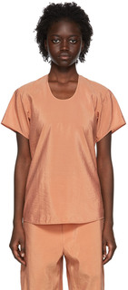 Оранжевая шелковая футболка LEMAIRE