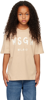 Детская бежевая футболка с логотипом MSGM Kids