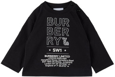 Черная футболка с принтом логотипа Baby Baby Burberry