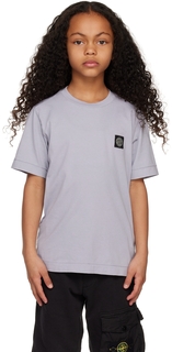 Детская фиолетовая футболка с нашивками Stone Island Junior
