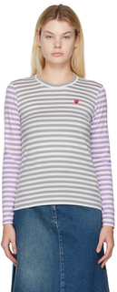 Серо-фиолетовая полосатая футболка Comme des Garçons Play