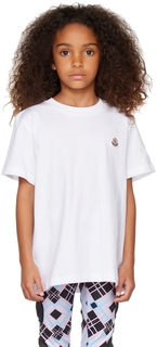 Детская белая футболка с нашивками Moncler Enfant