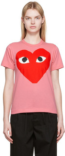 Розовая футболка с большим сердцем Comme des Garçons Play
