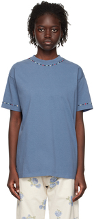 Синяя футболка с цветущей гирляндой Bode