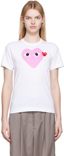 Белая футболка с нашивкой в ​​виде сердца Comme des Garçons Play