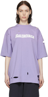 Фиолетовая хлопковая футболка Balenciaga