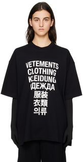 Черная футболка с переводом VETEMENTS