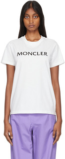 Белая флокированная футболка Moncler