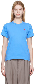 Синяя футболка с маленьким сердечком Comme des Garçons Play