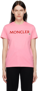 Розовая футболка с вышивкой Moncler