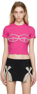 SSENSE Эксклюзивная розовая футболка-бюстье с кристаллами AREA