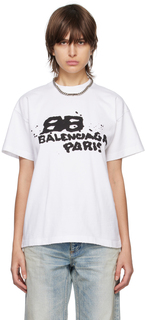 Белая футболка BB Icon с рисунком от руки Balenciaga