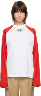 Красная футболка с длинным рукавом со штрих-кодом VTMNTS