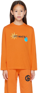 Детская оранжевая футболка с длинным рукавом Sun &amp; Peace Off-White