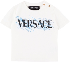Белая футболка Baby Bonded с графическим принтом Versace