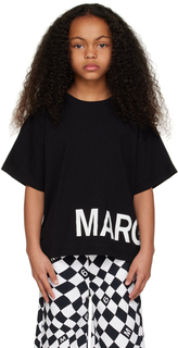 Детская черная футболка с принтом MM6 Maison Margiela