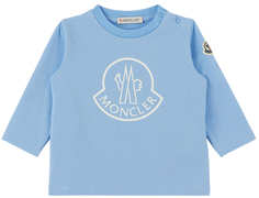 Голубая футболка с длинным рукавом с принтом Moncler Enfant