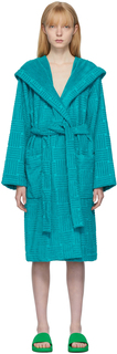 Синий банный халат из губчатой ​​ткани Bottega Veneta