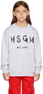 Детская серая толстовка с логотипом MSGM Kids