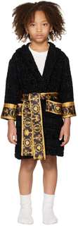 Детский банный халат в стиле барокко черного цвета I Heart Versace