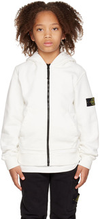 Детская белая толстовка с капюшоном, окрашенная в готовом виде Stone Island Junior