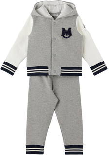 Комплект с капюшоном и брюками Baby Grey Moncler Enfant