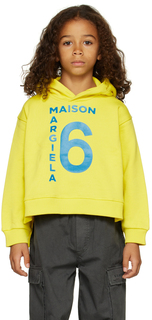 Детская желтая толстовка с капюшоном MM6 Maison Margiela