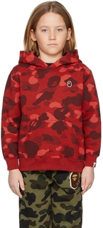 Детская красная толстовка с капюшоном One Point Ape Head BAPE