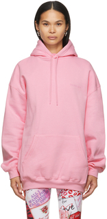 Худи среднего размера с винтажным логотипом розового цвета Balenciaga