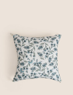 Подушка из чистого хлопка с цветочными кисточками Marks &amp; Spencer, синий микс