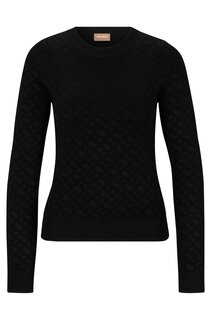 Джемпер Hugo Boss Knitted Jacquard-pattern With Logo Trim, черный