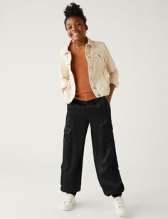 Атласные брюки карго (6–16 лет) Marks &amp; Spencer, черный