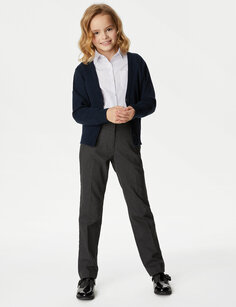 Школьные брюки с узкой талией и узкой талией для девочек (2–18 лет) Marks &amp; Spencer, серый